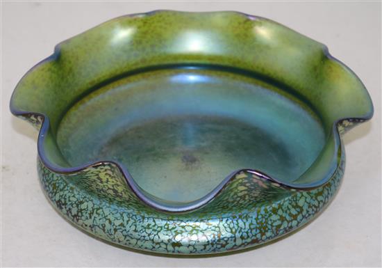 An Austrian iridescent glass bowl, probably Loetz, c.1910, diam. 26.5cm